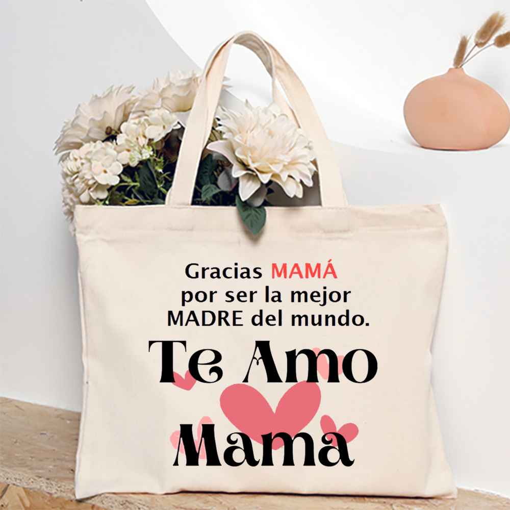 Tengo una mejor mamá del mundo, bolso de hombro estampado para mujer, bolso de lona, bolsos de compras para mujer, de cumpleaños para el día de la madre: Azul