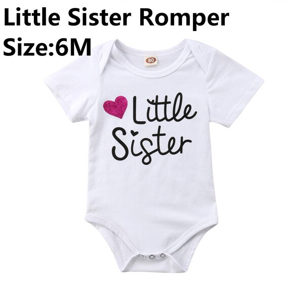 Neue lässig Neugeborenen Baby Junge Mädchen Sommer T-Shirt Kurzen Ärmeln groß Bruder Spitzen Kleine Schwester Strampler Nette Outfit 0-5 T: kleine Schwester 6M