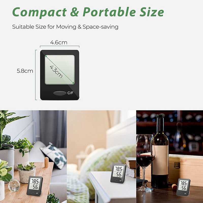 Humidity Gauge, Room Thermometer Hygrometer, Mini Size Indoor Thermometer with Air Comfort Indicator, Black