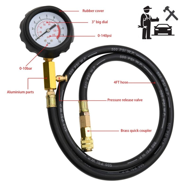 Oil Pressure Tester Kit, PSI Engine Oil Pressure Tester Gauge Tool Kit for Cars ATVs Trucks Use Oil Warning Devices
