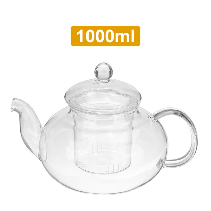 Heat-resistant Glass Teapot Glass Teacup Flower Tea Pot With Infuser Tea Kettles Kung Fu Tea Set Teapots For Brewin Flower Tea: 1000ml