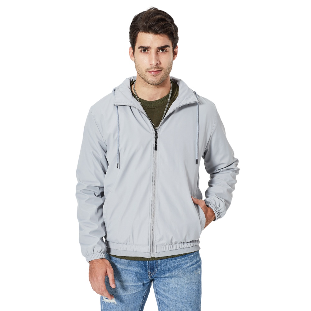 Jaqueta casual masculina com capuz, casaco esportivo simples com capuz, para homens, primavera e outono, 2021: M / Gray