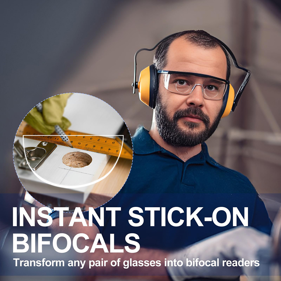 NONOR Liquid Silicone Bifocal Reading Lens Stick-on Presbyopic Lenses Magnification Reusable Bifocal Lenses 1.0 TO 6.0