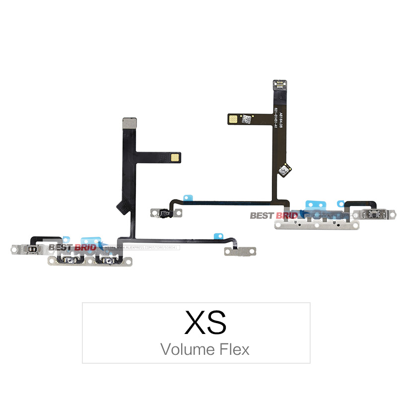 1pcs Power Flex Cable For iPhone X XR XS Max On Off Switch Volume Control With Metal Bracket Assembly: For XS Volume