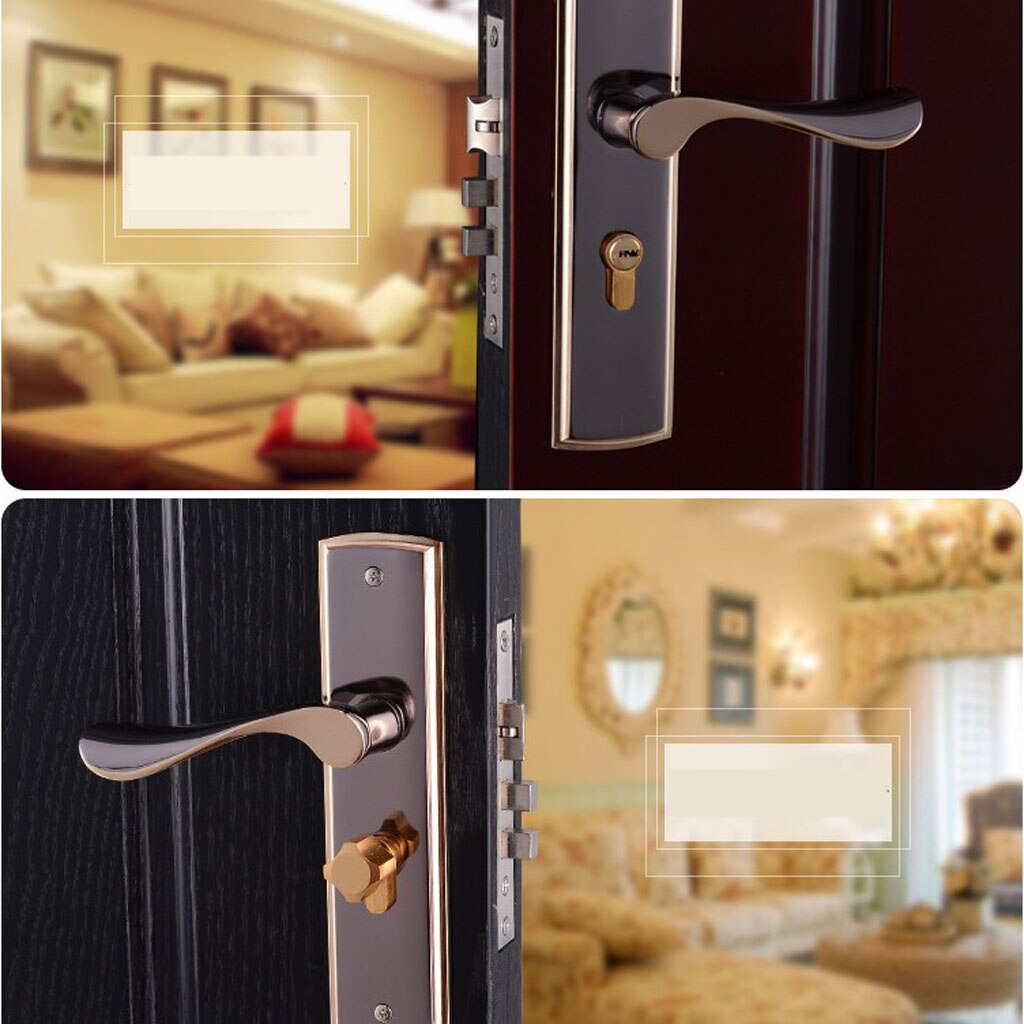 Modern Door Handles Front Back Lever Lock Cylinder Home Security With 3 Keys