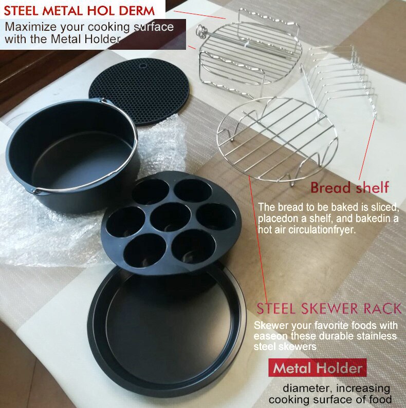 12pcs/set 7 Inch Air Fryer Accessories for Gowise Phillips Cozyna and Secura Fit all Airfryer 5.3QT to 5.8QT