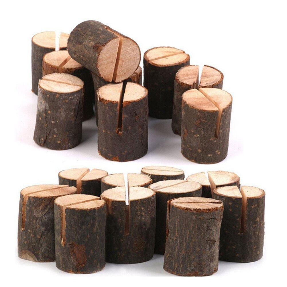 Lot de 20 porte-mémo en écorce de bois, porte-nom et numéro de Menu en forme de bosse, décoration de Table pour fête de mariage