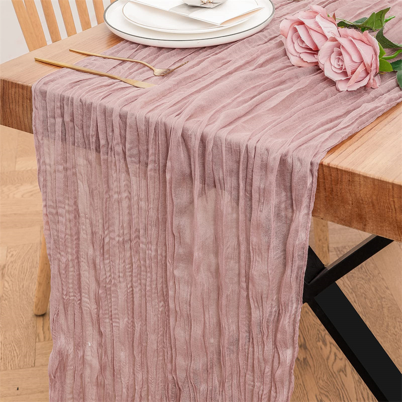 2 Stück pro Los Tischläufer im böhmischen Stil, , faltiges Bali-Garn, zerknitterte Tischfahne, Innenraum, Party, Hochzeit, Dekoration: Orange