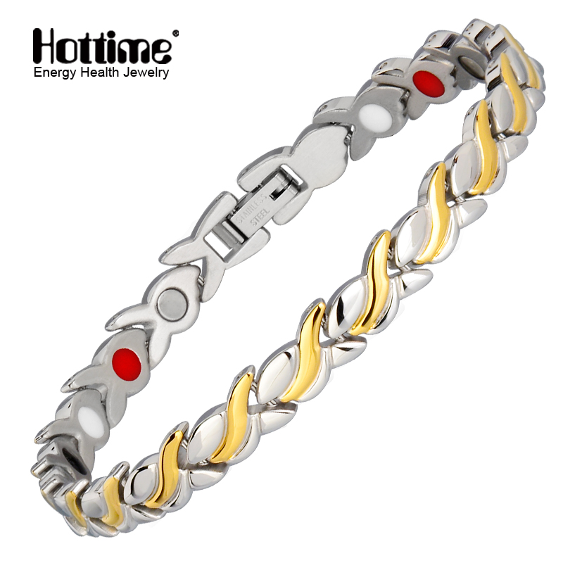 Hottime Link Chain Magnetische Armbanden voor Vrouwen Ketting Roestvrij Stalen Armband Vrouwen Gezondheid Energie Charm Armbanden Bangles