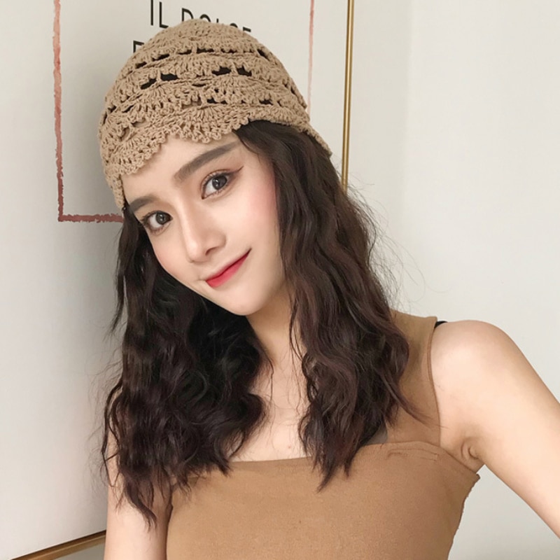 Ht3165 kvinder hat åndbar hule forår sommer beanie hat vintage hæklet blomst kvinder benaies damer strikket skullies beanies