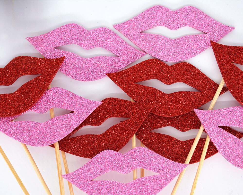 Pink Red Lip DIY Photo Booth Props on A Stick Party Decoration Photobooth Party Birthday Wedding