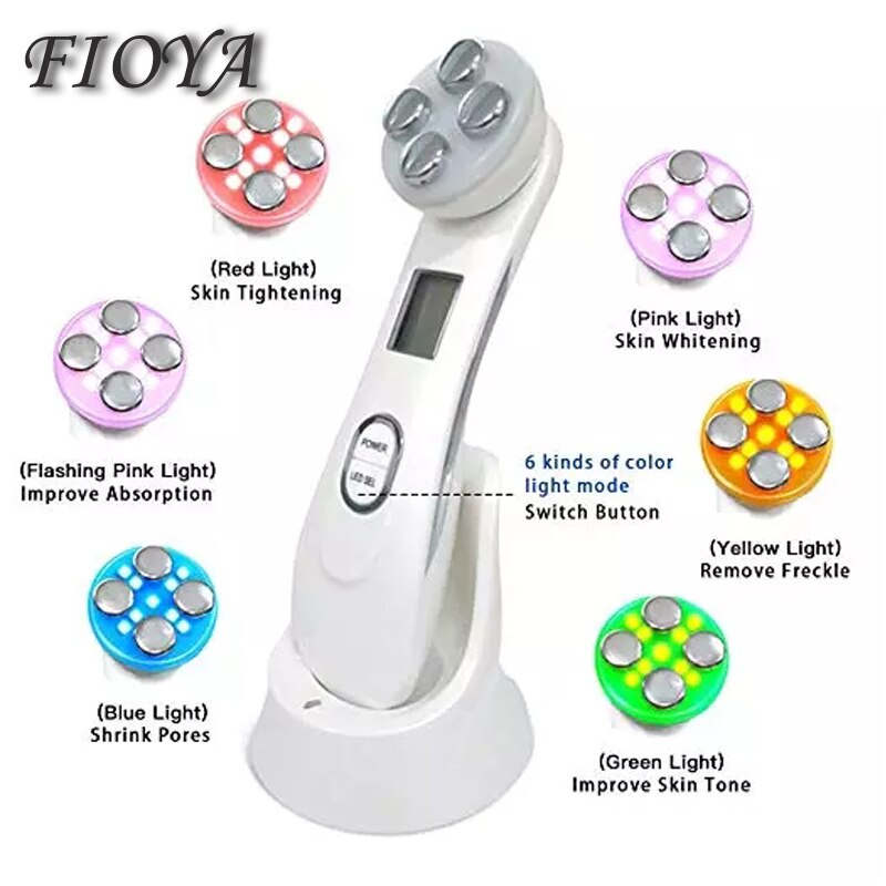 RF Radio Frequency Thermage Face Lifting device 5 in 1 LED Photon Galvanic Spa EMS Mesotherapy Electroporation Facial Massager