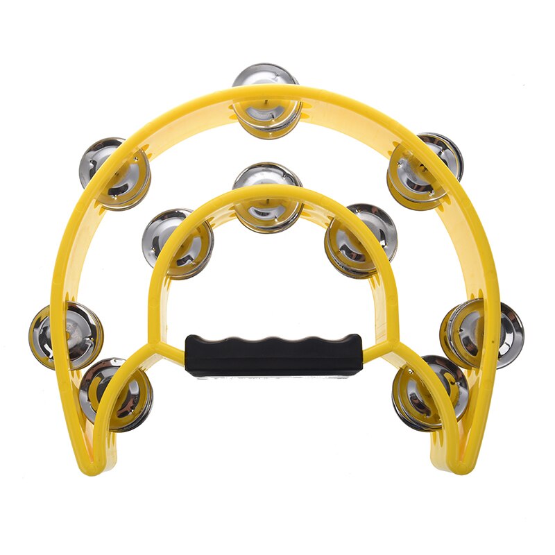 Singer Tambourine Percussion Drum Grip Handle-32 Jingles Half Moon: Yellow