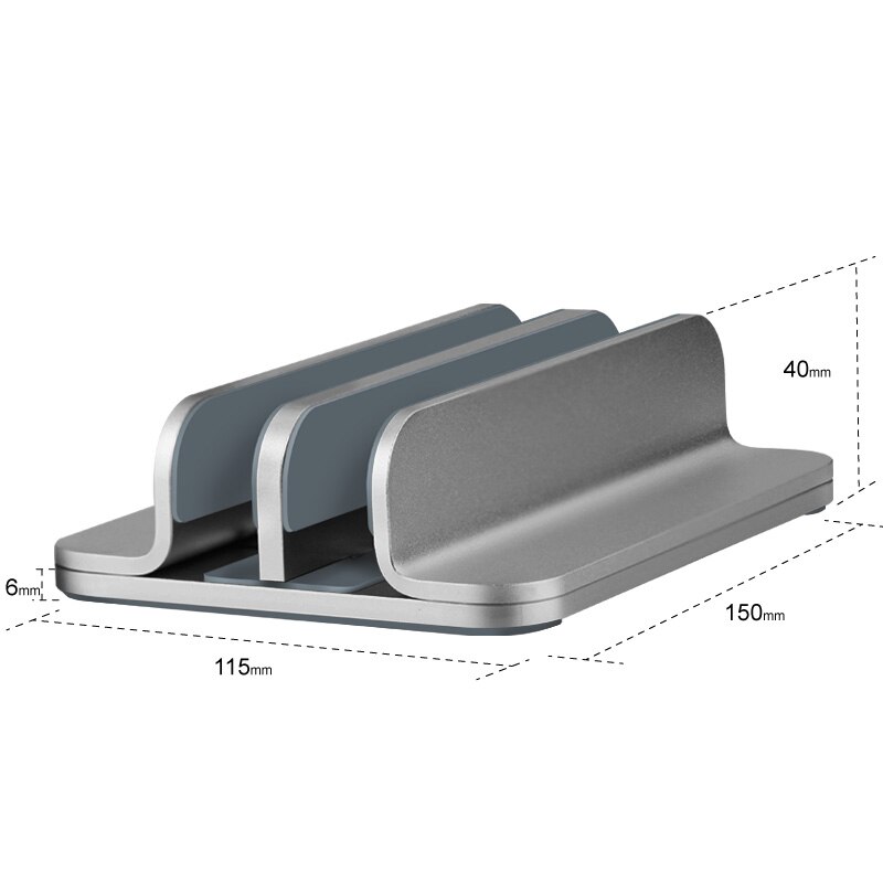 Vertical Adjustable Laptop Stand Aluminium Portable Notebook Mount Support Base Holder For MacBook Pro Air Accessory Book Holder: Double-Gray