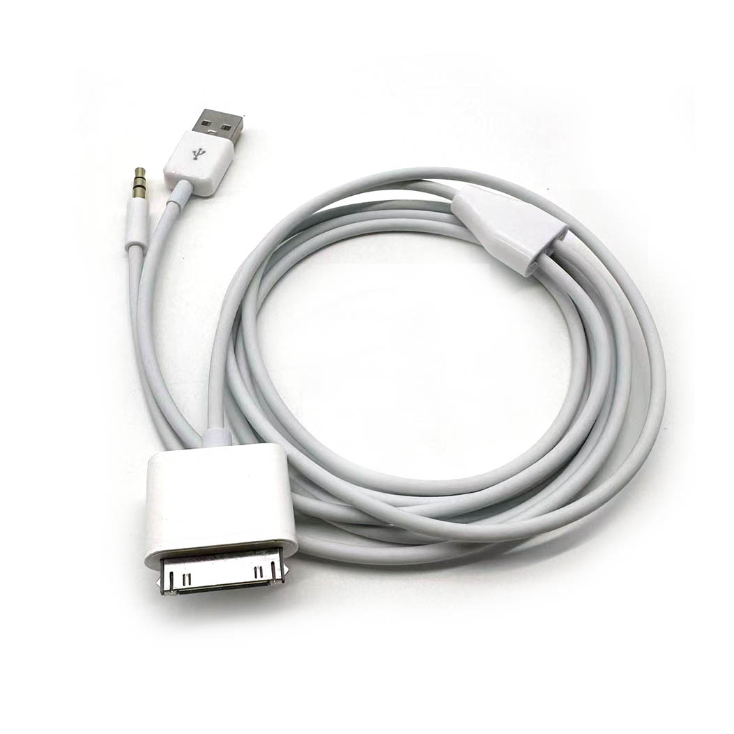 30Pin auf 3,5mm Auto AUX Audio USB Ladekabel 1,5m für iPhone 4/4S iPod Nano/Touch iPad 2/3