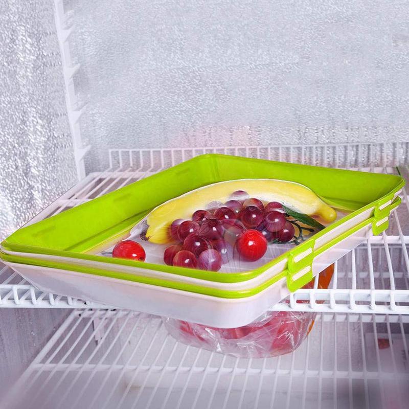 Bandejas de almacenamiento de alimentos apilables, bandeja elástica de conservación de alimentos, reutilizable, para mantener fresco el refrigerador, contenedor de almacenamiento de alimentos de cocina