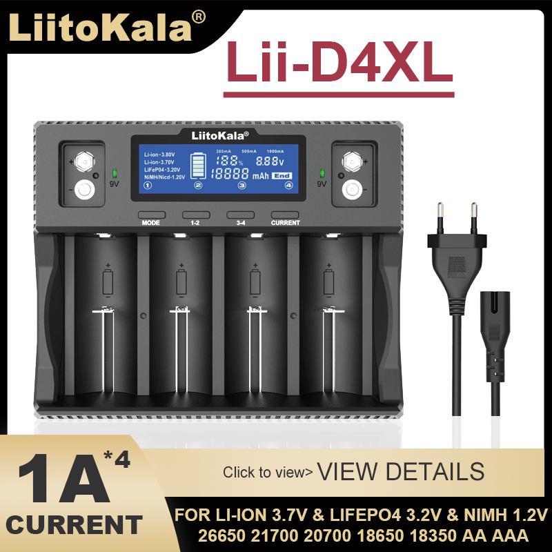VeitoKala Lii-MP2 Lii-D4XL Lii-C2 18650 21700 Chargeur De Batterie Rechargeable Et Power Bank QC3.0 Entrée/Sortie Affichage Numérique: green