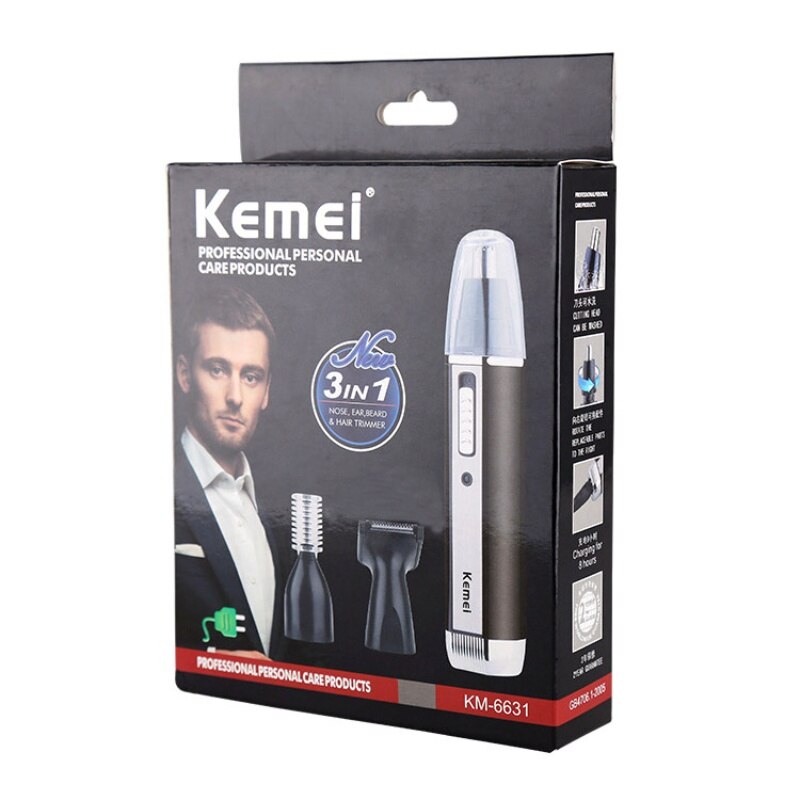 Tondeuse à sourcils Rechargeable sans fil 3 en 1 pour hommes, rasoir pour le nez, les oreilles, le visage et les sourcils, US