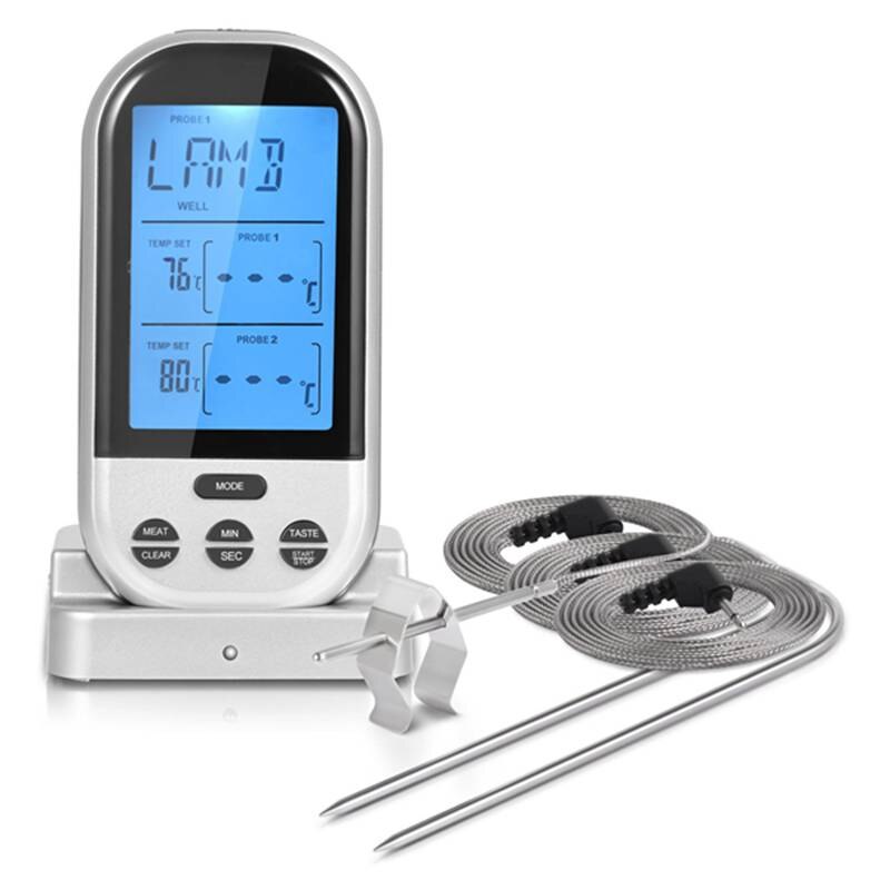 Draadloze Afstandsbediening Digitale Koken Voedsel Vlees Thermometer Instant Lezen Met Oven Sonde Voor Oven En Dual Probes Voor Keuken Roker
