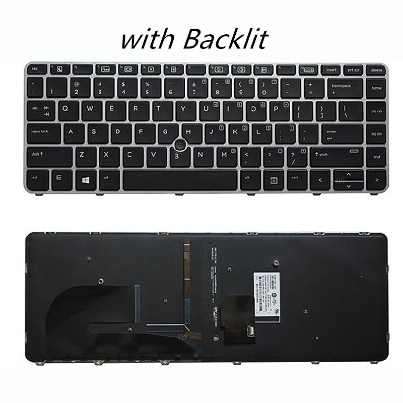 Engelsk layout tastatur til hp elitebook 840 g3 745 g3 745 g4 840 g4 848 g3: Med baggrundsbelyst