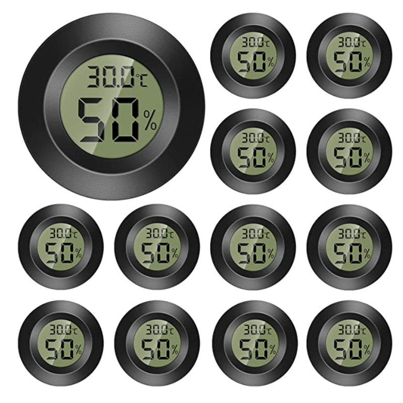 6~10pcs Mini Hygrometer Thermometer Fahrenheit or Celsius Meter Digital LCD Monitor Indoor Room Round Humidity Temperature Gauge