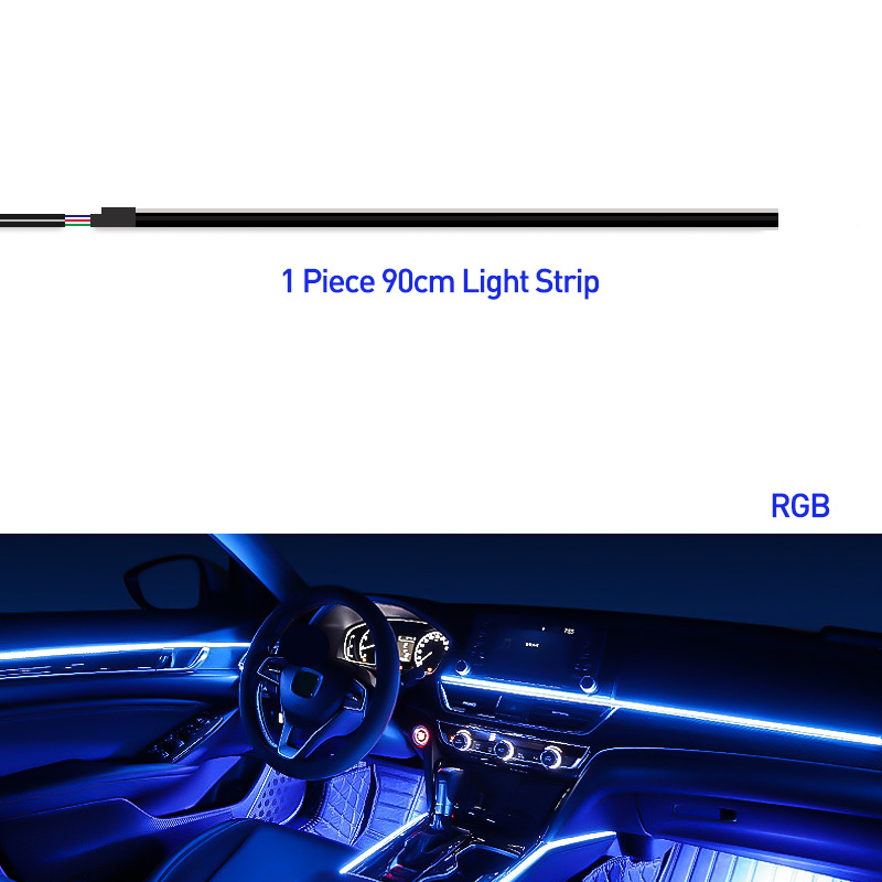 18 in 1 auto omgevingslicht 64 kleuren acrylstrips 110 cm 90 cm 75 cm 35 cm 20 cm volledige kleuren RGB auto-interieur Bluetooth app-bediening: 4300k wit geel
