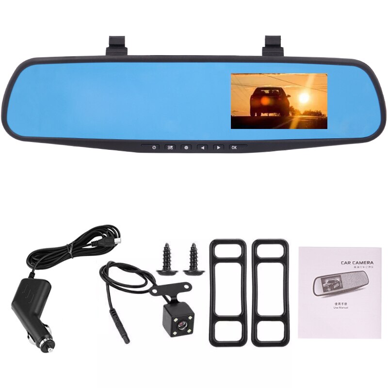 Full HD 1080p Dash Cam Car DVR Reverse Camera Auto 4.3 Inch Car Rear View Camera Mirror Digital Video Recorder Dual Lens