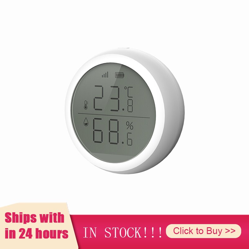 Smart ZigBee Temperature And Humidity Sensor With LCD Screen Working With ZigBee Hub Battery-powered