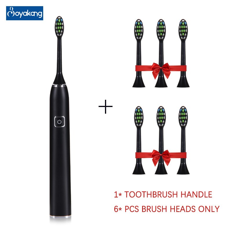 Boyankang Sonic Rechargeable Electric Toothbrush IPX7 Waterproof Inductive Charging 6 Replaceable Heads Dupont Bristles BYK33