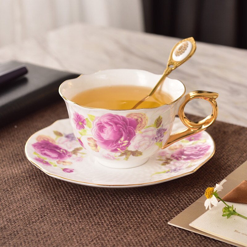 Enkele Nordic Koffiekopje Schotel Lepel Set Bone China Britse Cafe Porselein Thee Cup Geavanceerde Tasse Een Cafe Keramische Theekopje EE50BD: F