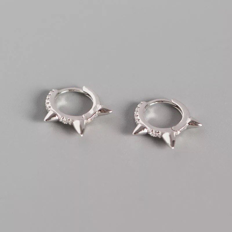 925 argent Sterling boucle d'oreille noir blanc Zircon Punk Style géométrique oreille os oreille boucle tendance Simple polyvalent garçon femmes oreille juif: 1 pair silver 7.5mm