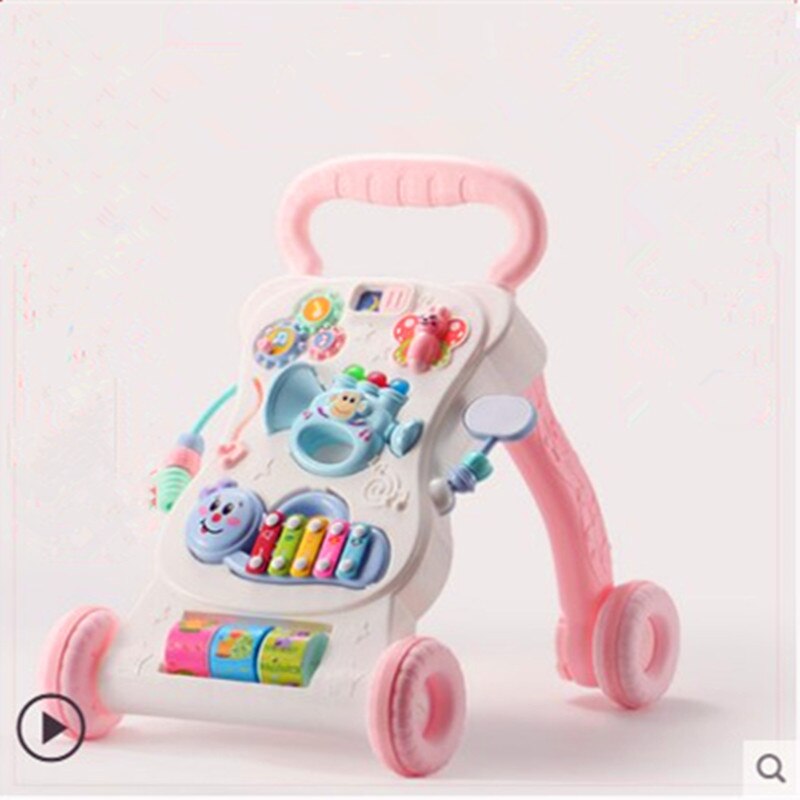 Infant toddler stroller baby learning to walk walker multifunctional 6-9-18 months one-year-old boy and girl: Pink