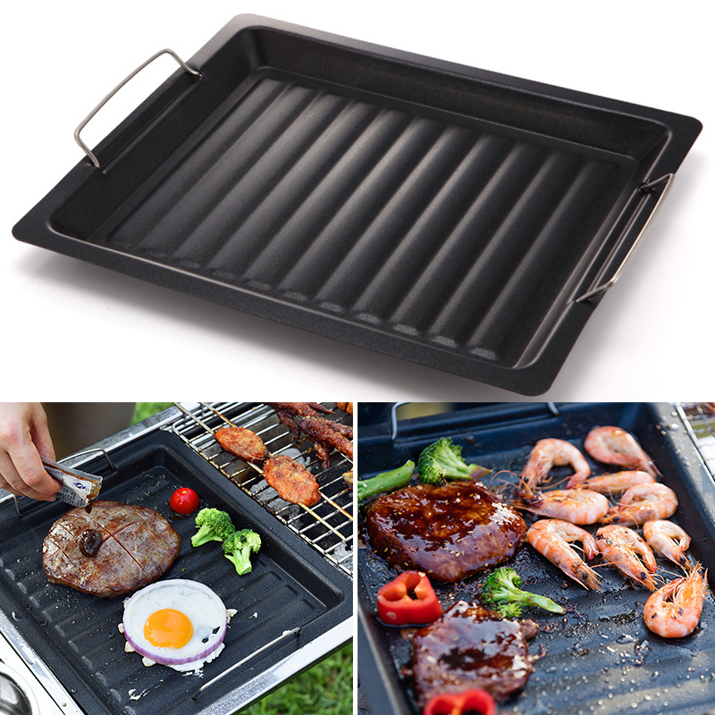 1Pc Non-stick Addensare Barbecue All&#39;aperto Vassoio Rettangolare Grill Pan Barbecue Piastra Pentolame E Utensili Per Cucinare