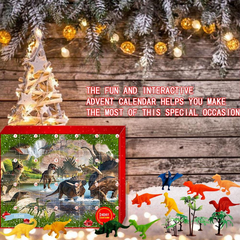 Kerst Advent Countdown Kalender Dinosaurussen Geschenkdoos 24Pcs Knijp Dier Speelgoed Dier Standbeelden Educatief Leuk Speelgoed Voor Kind