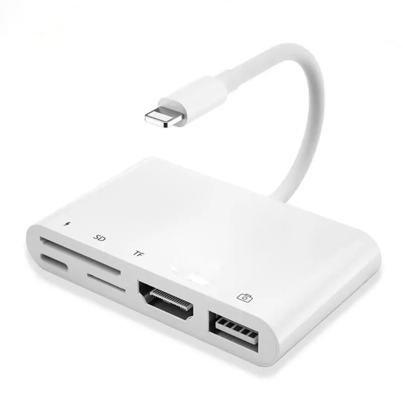 Bliksem Naar 1080P Hdmi-Compatibel Adapter Usb Sd Tf Kaartlezer Digitale Av Tv Otg Adapter Voor Iphone X Xr Xs 11Pro Max Se Ipa: 5in1