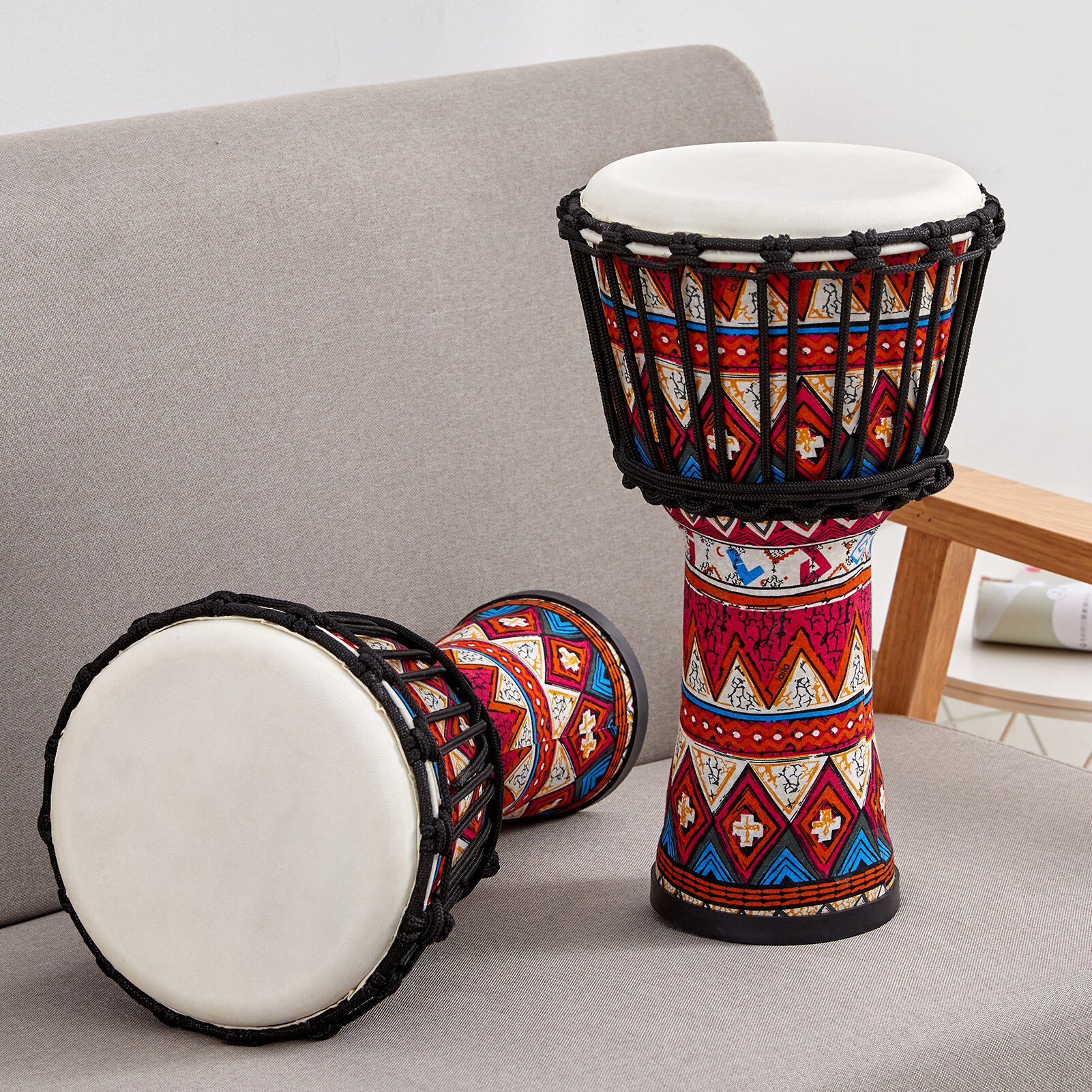 8 Inch Draagbare Afrikaanse Trommel Djembe Handtrommel Met Kleurrijke Art Patronen Percussie Muziekinstrument