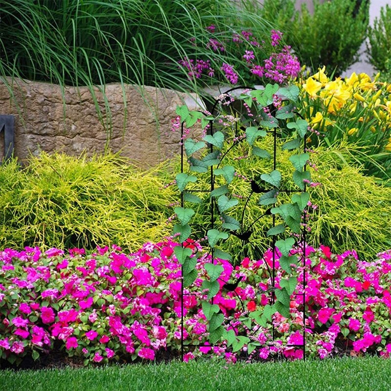 Garden Plants Vines Climbing Trellis Black Metal Wire Lattice Grid Trellis Panels Decorative Fences Flower Support Frame for