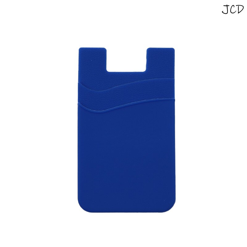 JCD-pegatina adhesiva para teléfono, bolsillo para teléfono móvil, billetera para tarjetas, funda elástica de Lycra para tarjetas de crédito, funda doble para tarjetas de identificación: Blue