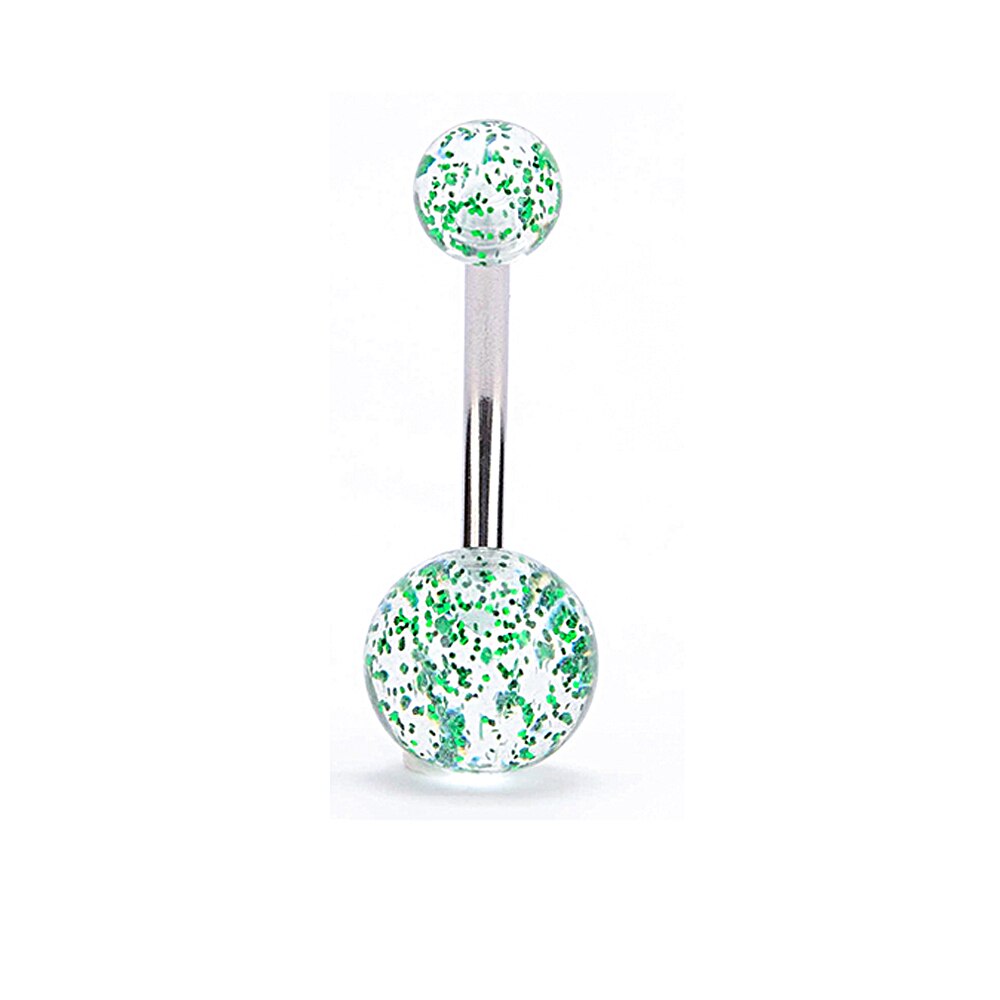 1 pièces mélange couleur nouveauté Nombril Piercing Nombril Flexible barre clair petit Piercing Nombril boucle d'oreille bijoux de corps: Green