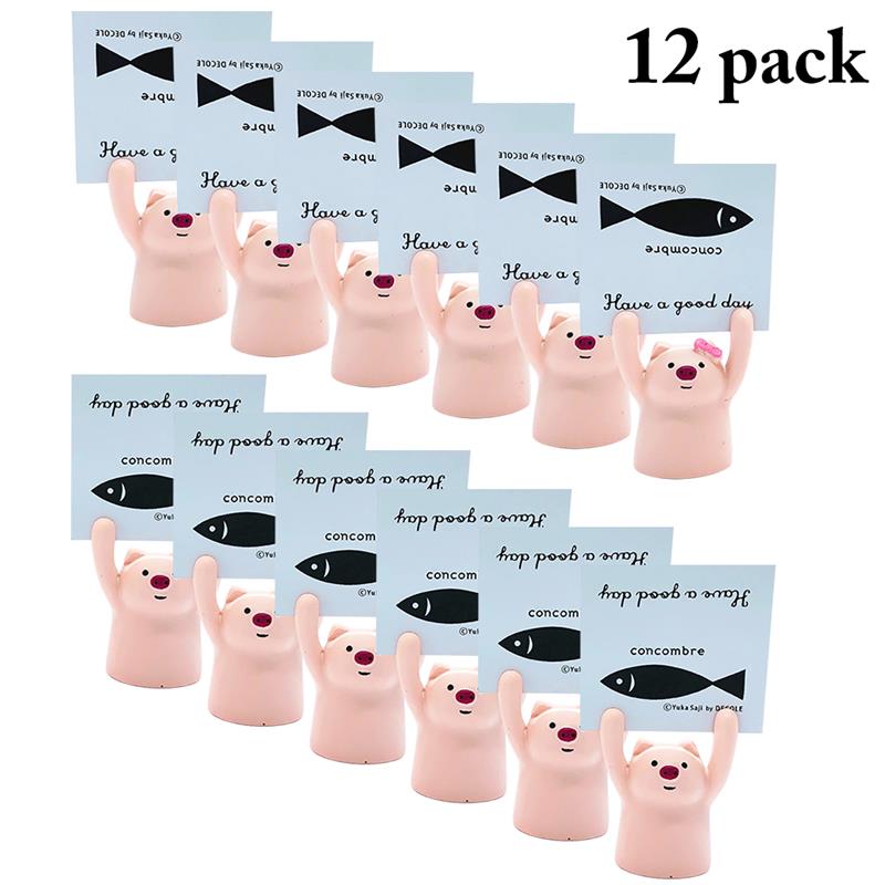 12 st bröllop plats korthållare bord korthållare tecknad vacker gris namnkort stativ anteckning klämma bord kort nummer klämma