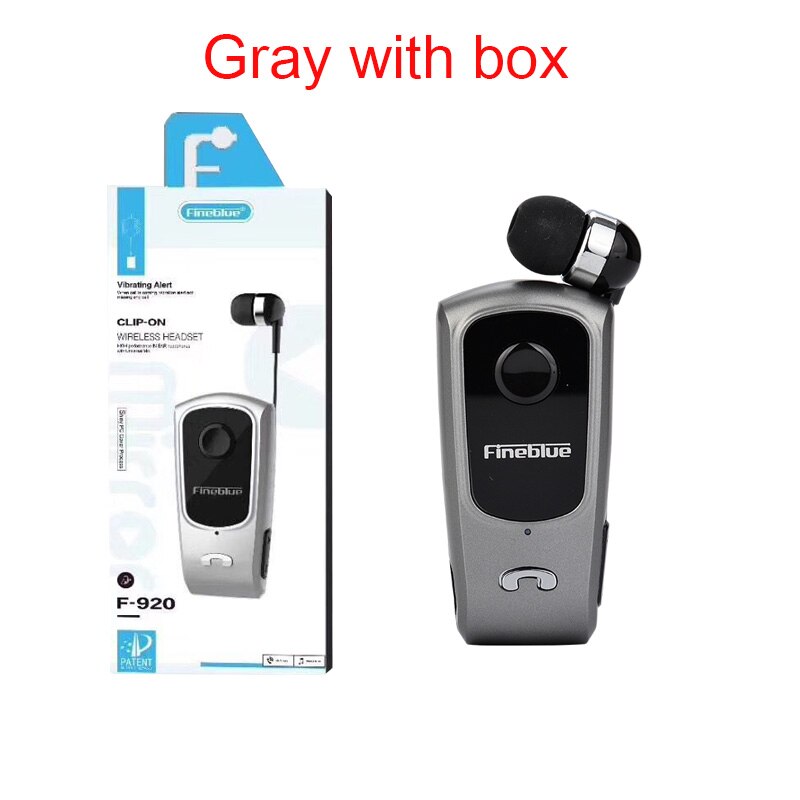 FineBlue F920 Retrattile Auricolari Bluetooth Senza Fili Auricolare Stereo Per Cuffie Microfono Clip di Chiamata di Telefono Portatile: Gray with box