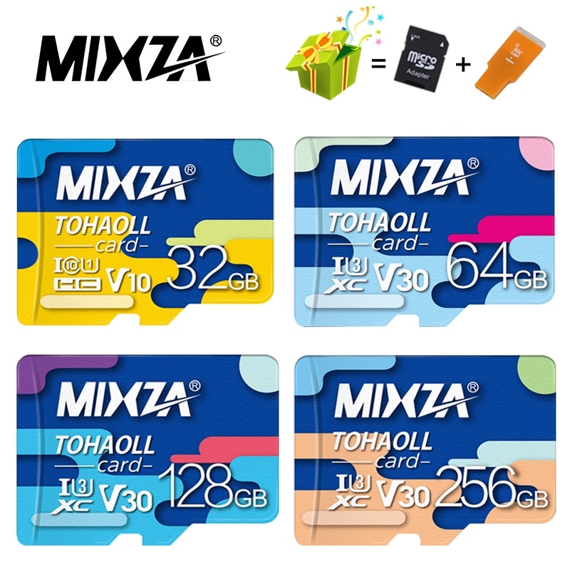 MIXZA-tarjeta de memoria 256GB para tableta, Clase 10 Microsd de 128GB, 64GB, U3, 80 MB/S, 32GB, tarjeta flash, TF/sd, UHS-1