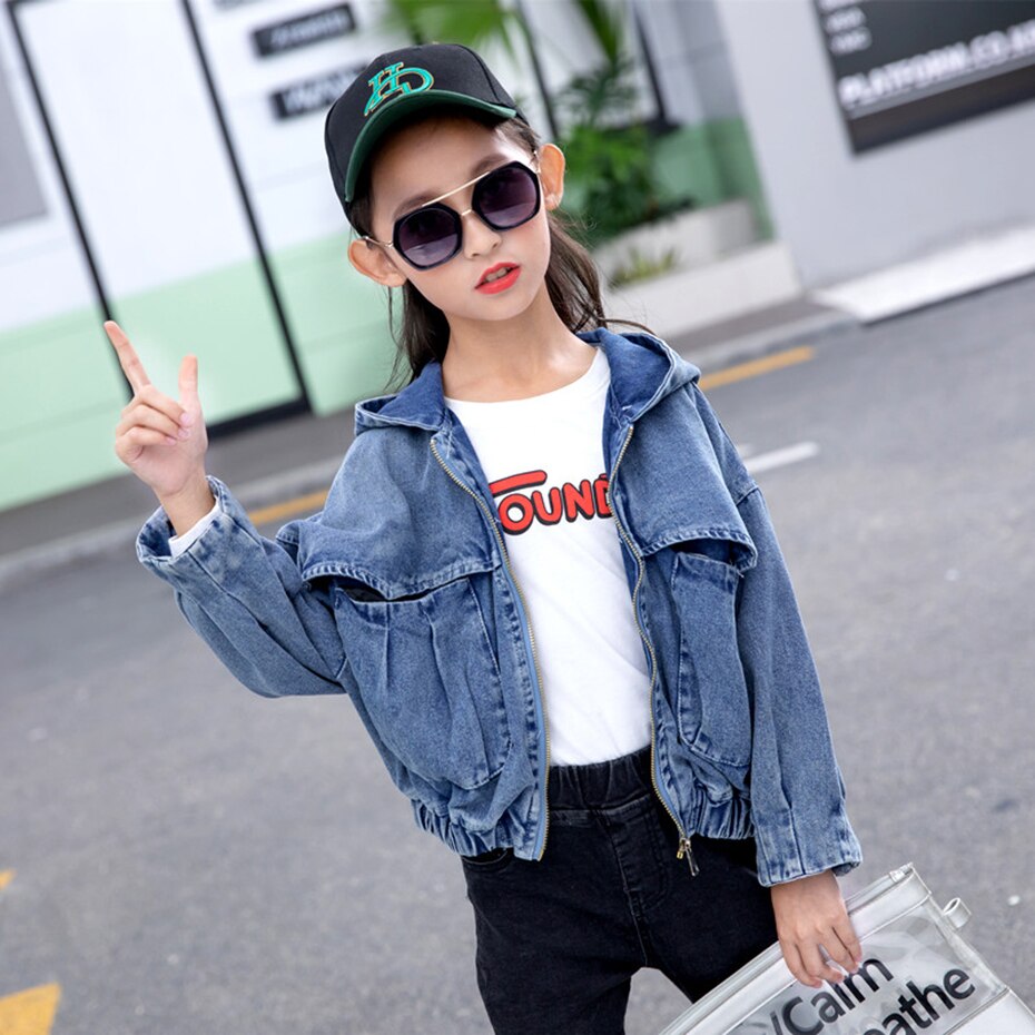 Veste en jean pour filles, manteaux de pour enfants de 6, 8, 10, 12 et 14 ans, décontracté