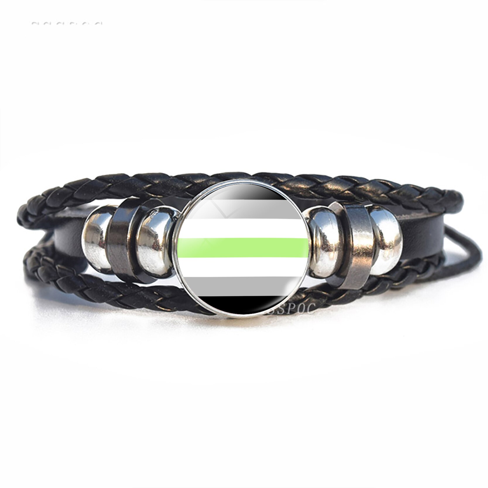 Regenbogen Flagge Lesben Homosexuell Stolz Punk Leder Armbinde Bisexuelle Transgender Stolz Armbinde Männer Frauen: Größe 10