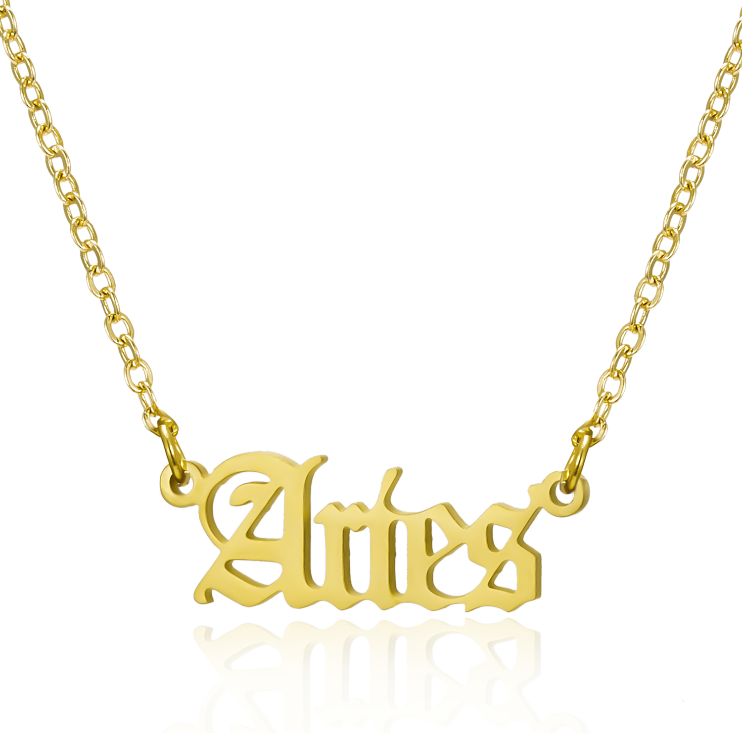 Trendy Goud Kleur Brief Zodiac Ketting Vrouwen Choker 12 Sterrenbeeld Weegschaal Rvs Hanger Ketting Verjaardag Sieraden: Aries