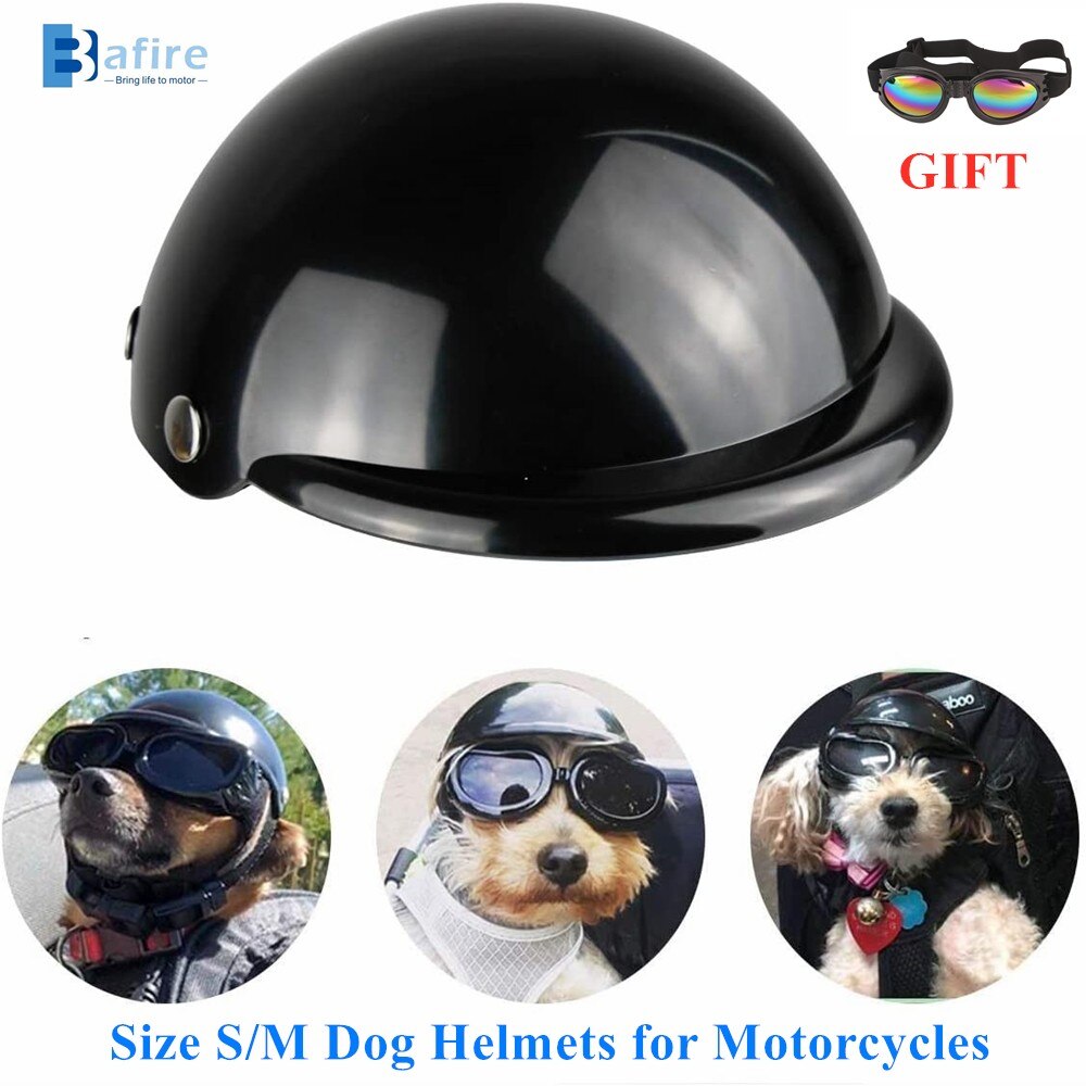 Bafire 1 Pc Zwart Maat S M Hond Helm Voor Motorfiets Doggie Hoed Voor Fiets Veilig Decoratieve Huisdier Kat Motorycle helmen Met Bril