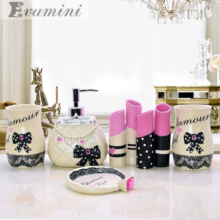 5pcs/set Resin Bathroom Accessories Kit Wash Sets Wedding Bathroom Supplies Suite Home Accessories Toothbrush Holder Tray: 3