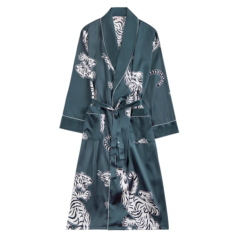 Heren Badjas Zijde Losse En Comfortabele Lange Kimono Tweedelige Pak Thuis Tops Slipje Man Luxe Zomer Shorts nachtjapon