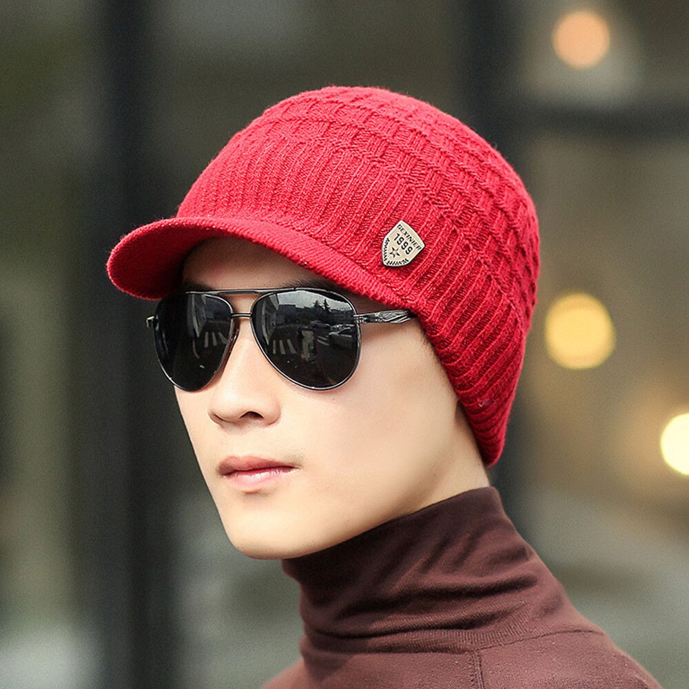 Men Warm Baggy Weave Crochet Winter Wool Knit Ski Beanie Caps Hat Warm Winter Hats For Women Warm Baggy Weave Crochet#P30: Red