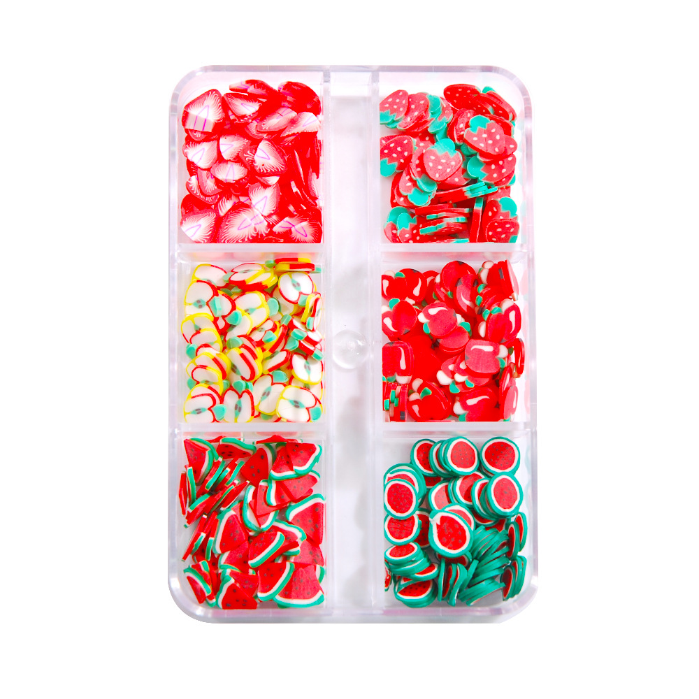 Mixed 3D Fruit Slices Sticker Polymer Clay DIY Designs Slice Lemon Nail Art Sliders Nails Art Decors Women Nail Tips Manicure: Fruit slices-017